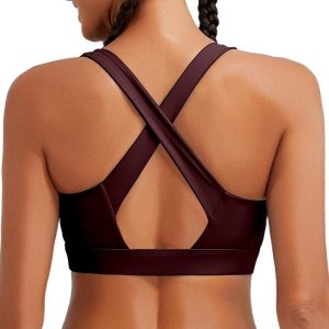 RUNNING GIRL High Impact Sports Bras for Women, High Support Running Strappy Women's Sports Bra with Sewn in Pads