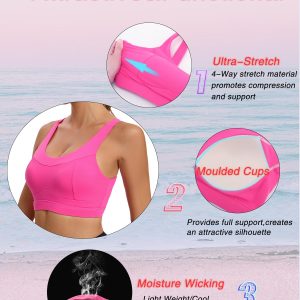RUNNING GIRL High Impact Sports Bras for Women,Racerback Running Bra Workout Crop Tank Tops Longline Sports Bra Push up