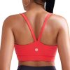 RUNNING GIRL Light Impact Sports Bras for Women, Molded Cup Thin Strappy Sports Bra with Sewn in Pads