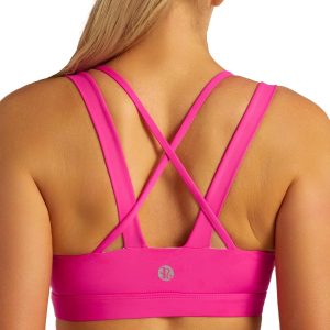 RUNNING GIRL Sports Bra for Women, Criss-Cross Back Padded Strappy Sports Bras Medium Support Yoga Bra with Removable Cups