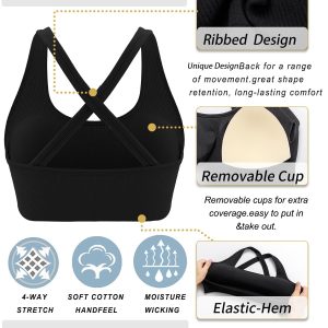 RUNNING GIRL Sports Bra for Women High Support, Criss-Cross Back Padded Strappy Sports Bras Yoga Bra with Removable Cups
