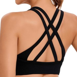 RUNNING GIRL Sports Bra for Women High Support, Criss-Cross Back Padded Strappy Sports Bras Yoga Bra with Removable Cups