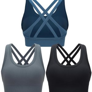 RUNNING GIRL Sports Bra for Women High Support, Criss-Cross Back Padded Strappy Sports Bras Yoga Bra with Removable Cups