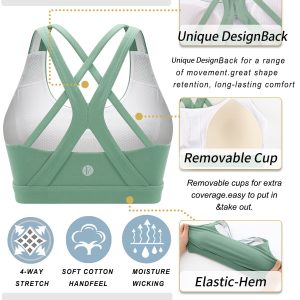 RUNNING GIRL Sports Bra for Women High Support, Criss-Cross Back Padded Strappy Sports Bras Yoga Bra with Removable Cups