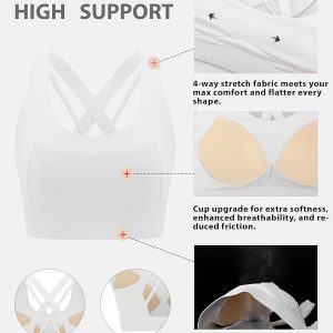 RUNNING GIRL Sports Bra for Women High Support,Criss-Cross Back Strappy Sports Bra Moulded Cup High Impact Workout Top