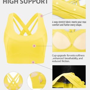 RUNNING GIRL Sports Bra for Women High Support,Criss-Cross Back Strappy Sports Bra Moulded Cup High Impact Workout Top