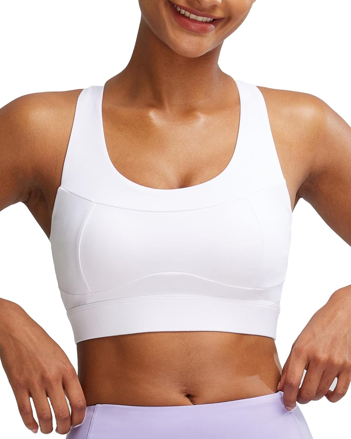 RUNNING GIRL Sports Bra for Women High Support,Criss-Cross Back Strappy Sports Bra Moulded Cup High Impact Workout Top