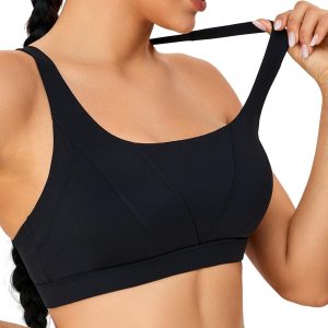 RUNNING GIRL Sports Bra for Women High Support, Molded Cup High Impact Sports Bras with Sewn in Pads Strappy Running Bra