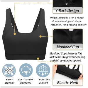 RUNNING GIRL Sports Bra for Women High Support, Molded Cup High Impact Sports Bras for Women with Sewn in Pads