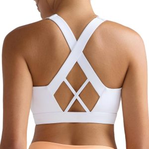 RUNNING GIRL Sports Bra for Women High Support,Molded Cup High Impact Sports Bras with Sewn in Pads