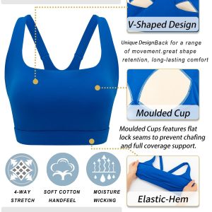 RUNNING GIRL Sports Bra for Women, Molded Cup High Impact Sports Bras for Women with Sewn in Pads