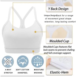 RUNNING GIRL Sports Bra for Women,Y Back Molded Cup Medium Impact Sports Bras for Women with Sewn in Pads