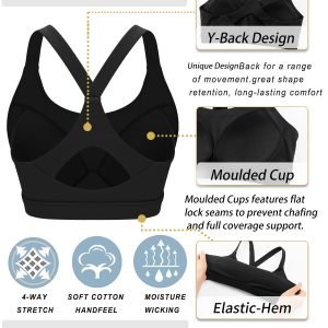 RUNNING GIRL Sports Bra for Women,Y Back Molded Cup Strappy Running Sports Bra with Sewn in Pads