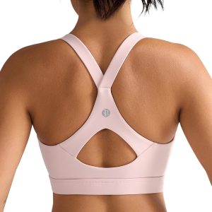 RUNNING GIRL Sports Bra for Women,Y Back Molded Cup Strappy Running Sports Bra with Sewn in Pads