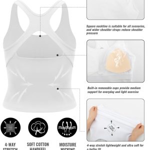 RUNNING GIRL Sports Bras for Women High Impact, Molded Cup Compression Running Tops with Removable Pads, Best for A-D Cup