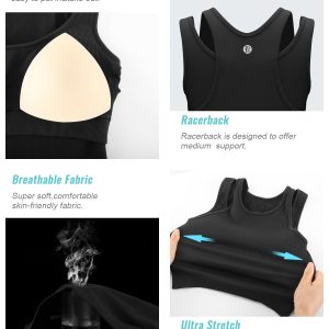 RUNNING GIRL Sports Bras for Women High Impact Seamless Ribbed Longline High Neck Workout Crop Tank Tops Padded