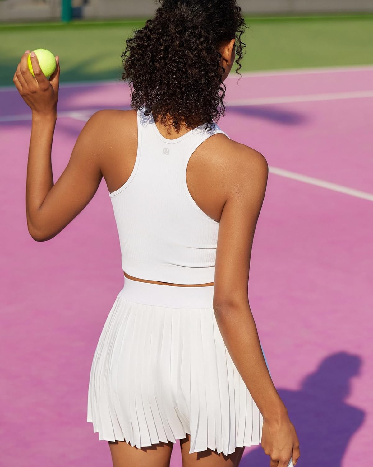 RUNNING GIRL Sports Bras for Women High Impact Seamless Ribbed Longline High Neck Workout Crop Tank Tops Padded