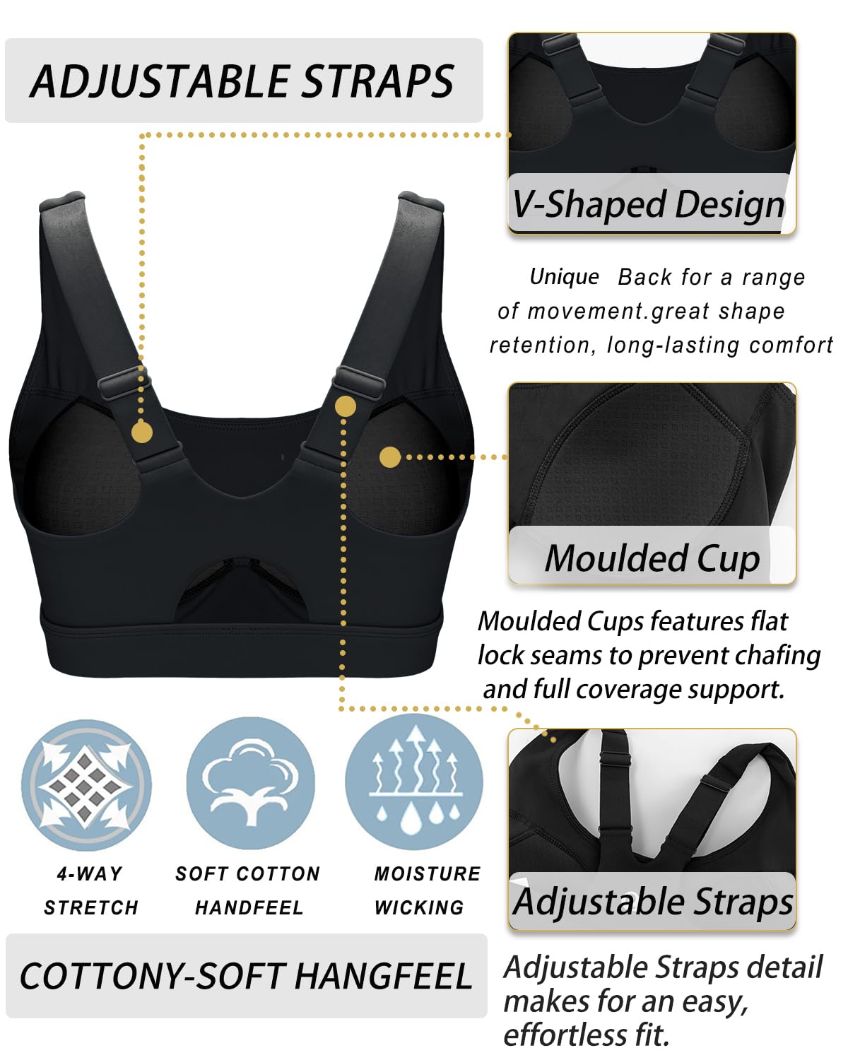 RUNNING GIRL Sports Bras for Women High Support,Adjustable Racerback Molded Cup Sports Bra Yoga Athletic Workout Bra