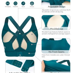 RUNNING GIRL Sports Bras for Women High Support, Adjustable Straps Hook Back Sports Bras for Women with Sewn in Pads