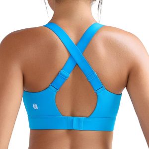 RUNNING GIRL Sports Bras for Women High Support, Adjustable Straps Hook Back Sports Bras for Women with Sewn in Pads