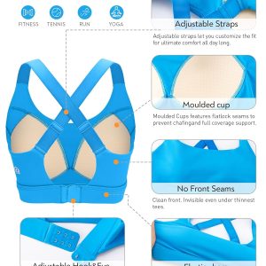 RUNNING GIRL Sports Bras for Women High Support, Adjustable Straps Hook Back Sports Bras for Women with Sewn in Pads