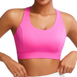 RUNNING GIRL Sports Bras for Women High Support, Molded Cup Strappy High Impact Sports Bras for Women with Sewn in Pads