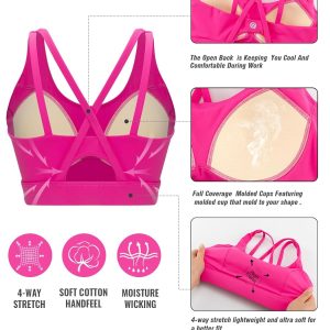 RUNNING GIRL Sports Bras for Women High Support, Molded Cup Strappy High Impact Sports Bras for Women with Sewn in Pads