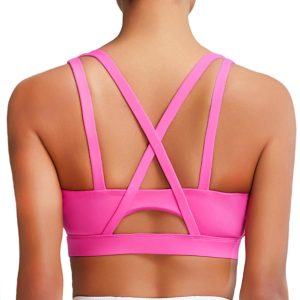 RUNNING GIRL Sports Bras for Women High Support, Molded Cup Strappy High Impact Sports Bras for Women with Sewn in Pads