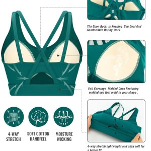 RUNNING GIRL Sports Bras for Women High Support, Molded Cup Strappy High Impact Sports Bras for Women with Sewn in Pads