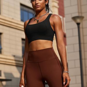 RUNNING GIRL Sports Bras for Women High Support,Racerback High Impact Grey Sports Bra Moulded Cup Workout Bra Push up