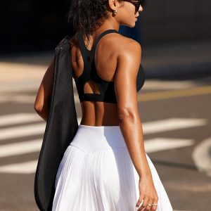 RUNNING GIRL Sports Bras for Women High Support,Racerback High Impact Grey Sports Bra Moulded Cup Workout Bra Push up