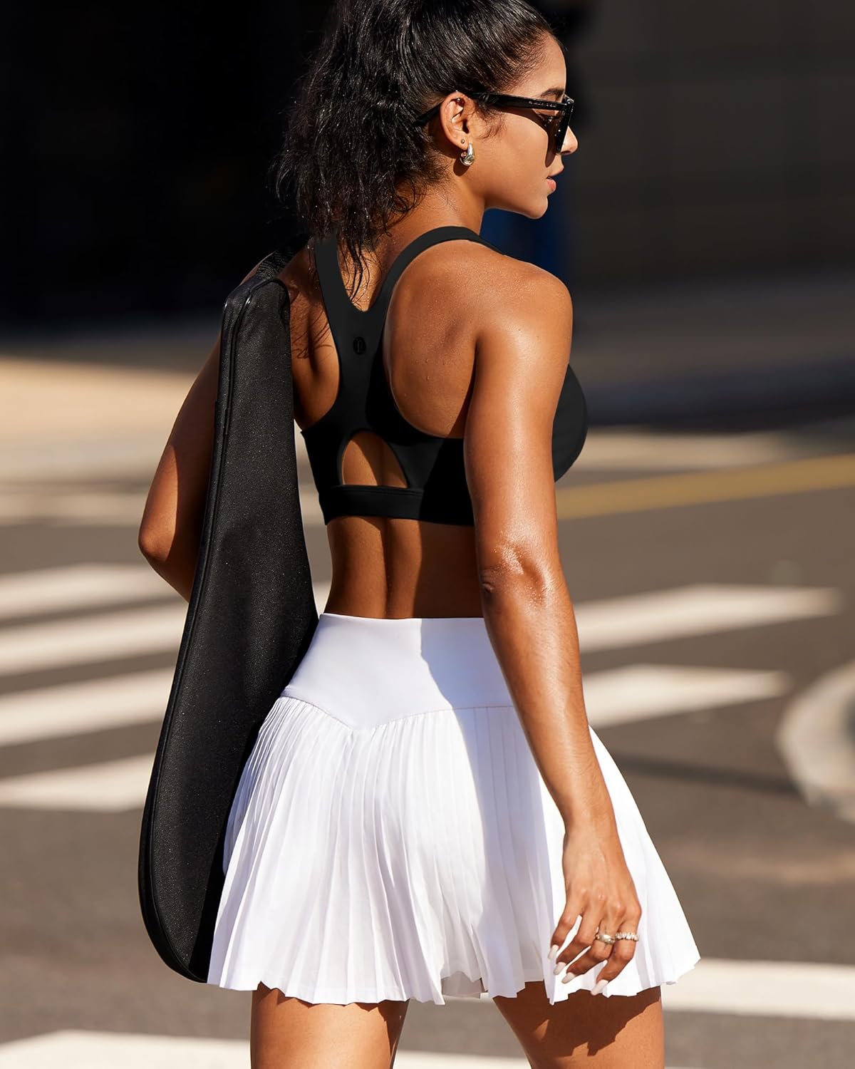 RUNNING GIRL Sports Bras for Women High Support,Racerback High Impact Grey Sports Bra Moulded Cup Workout Bra Push up