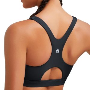 RUNNING GIRL Sports Bras for Women High Support,Racerback High Impact Grey Sports Bra Moulded Cup Workout Bra Push up