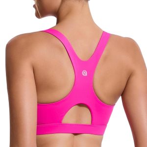 RUNNING GIRL Sports Bras for Women High Support,Racerback High Impact Grey Sports Bra Moulded Cup Workout Bra Push up