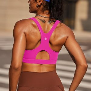 RUNNING GIRL Sports Bras for Women High Support,Racerback High Impact Grey Sports Bra Moulded Cup Workout Bra Push up