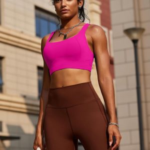 RUNNING GIRL Sports Bras for Women High Support,Racerback High Impact Grey Sports Bra Moulded Cup Workout Bra Push up