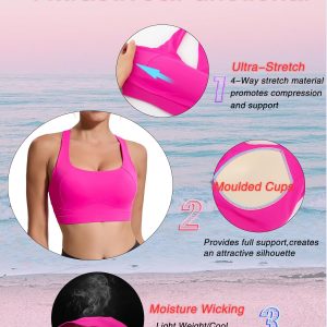 RUNNING GIRL Sports Bras for Women High Support,Racerback High Impact Grey Sports Bra Moulded Cup Workout Bra Push up