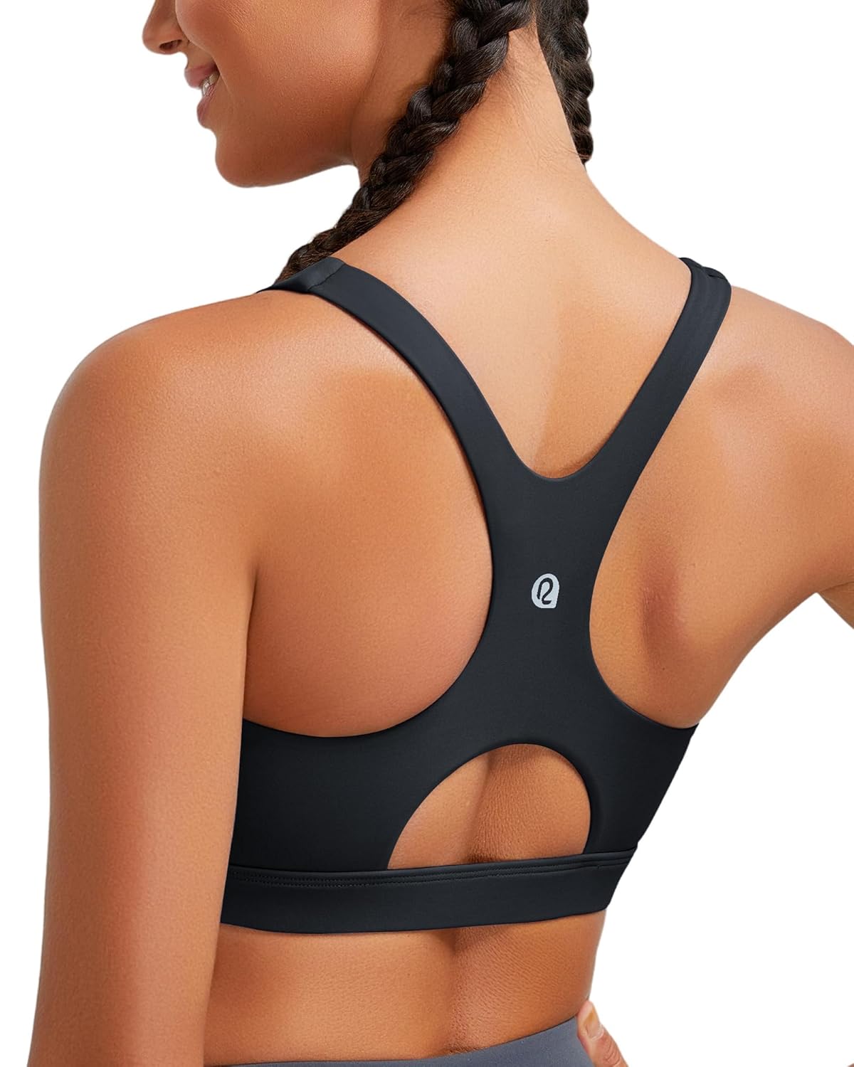 RUNNING GIRL Sports Bras for Women High Support,Racerback High Impact Grey Sports Bra Moulded Cup Workout Bra Push up