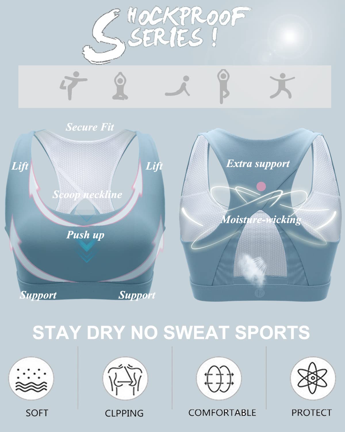 RUNNING GIRL Sports Bras for Women High Support,Racerback Workout Bra Moulded Cup High Impact Sports Bra for Women Large Bust