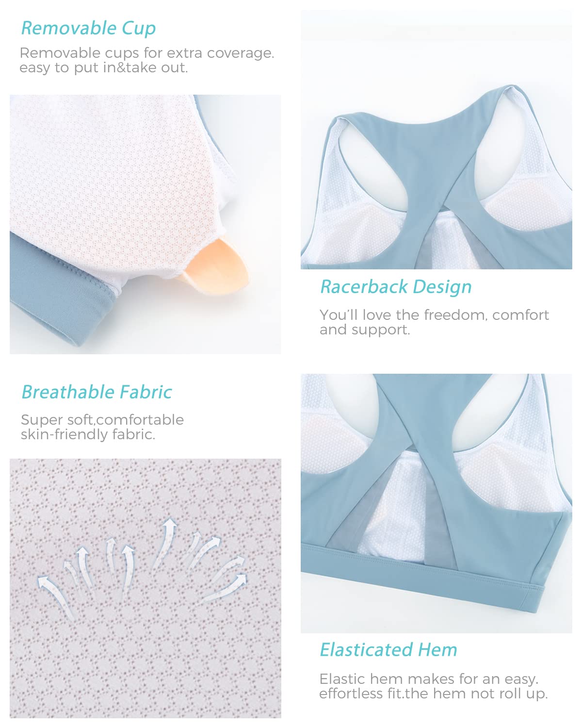 RUNNING GIRL Sports Bras for Women High Support,Racerback Workout Bra Moulded Cup High Impact Sports Bra for Women Large Bust