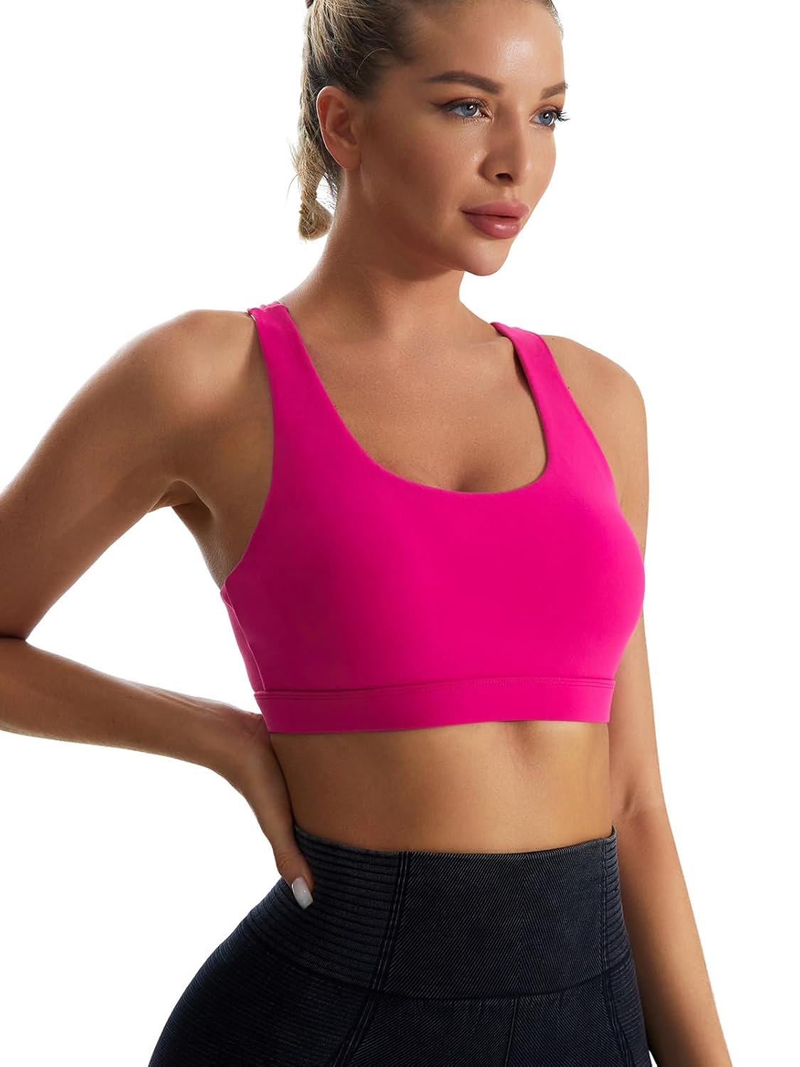 RUNNING GIRL Sports Bras for Women High Support,Racerback Workout Bra Moulded Cup High Impact Sports Bra for Women Large Bust