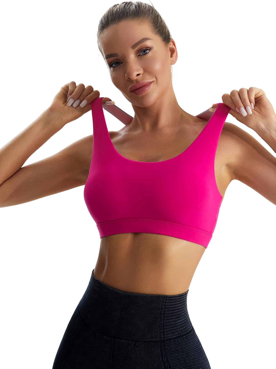 RUNNING GIRL Sports Bras for Women High Support,Racerback Workout Bra Moulded Cup High Impact Sports Bra for Women Large Bust