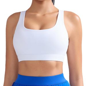 RUNNING GIRL Sports Bras for Women, Medium-High Impact Running Strappy Sports Bra with Removable Pads
