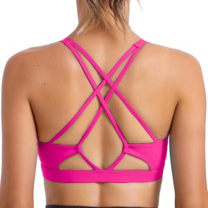 RUNNING GIRL Sports Bras for Women, Medium-High Impact Running Strappy Sports Bra with Removable Pads
