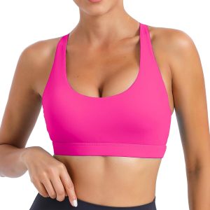 RUNNING GIRL Sports Bras for Women, Medium-High Impact Running Strappy Sports Bra with Removable Pads