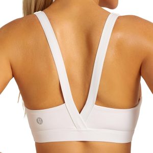 RUNNING GIRL Sports Bras for Women, Medium Support Molded Cup Sports Bras with Sewn in Pads Strappy Workout Yoga Bra