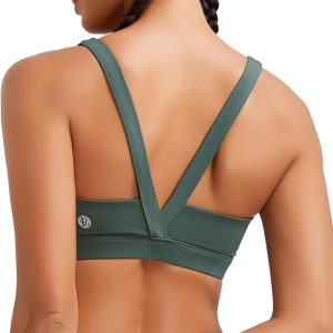 RUNNING GIRL Sports Bras for Women, Medium Support Molded Cup Sports Bras with Sewn in Pads Strappy Workout Yoga Bra