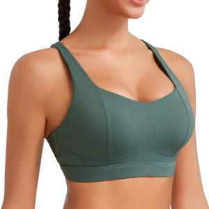 RUNNING GIRL Sports Bras for Women, Medium Support Molded Cup Sports Bras with Sewn in Pads Strappy Workout Yoga Bra