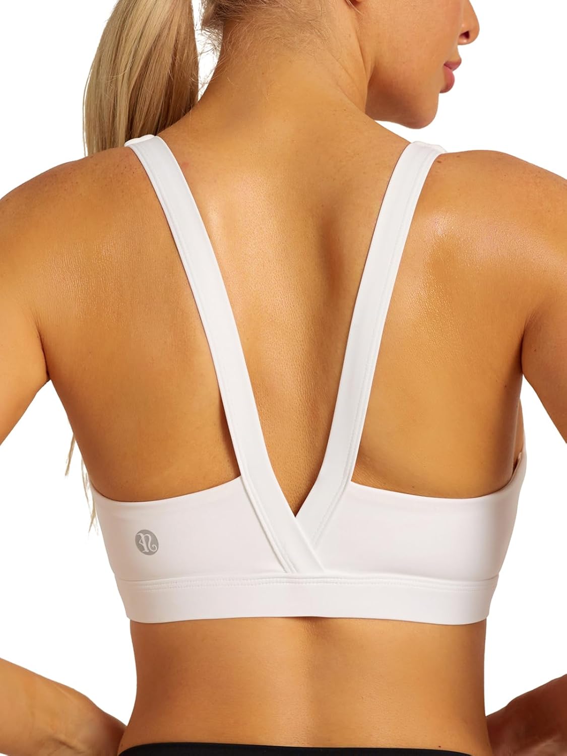 RUNNING GIRL Sports Bras for Women, Medium Support Molded Cup Sports Bras with Sewn in Pads Strappy Workout Yoga Bra