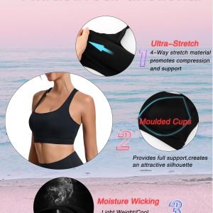 RUNNING GIRL Sports Bras for Women, Molded Cup High Impact Sports Bra Workout Bras for Women High Support Racerback